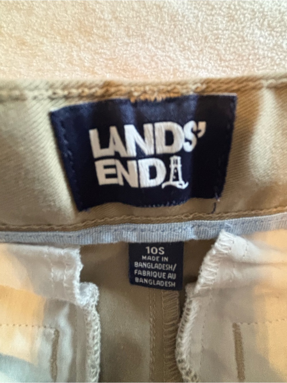 Lands' End Kids Casual Bottoms in Tan with Navy Label